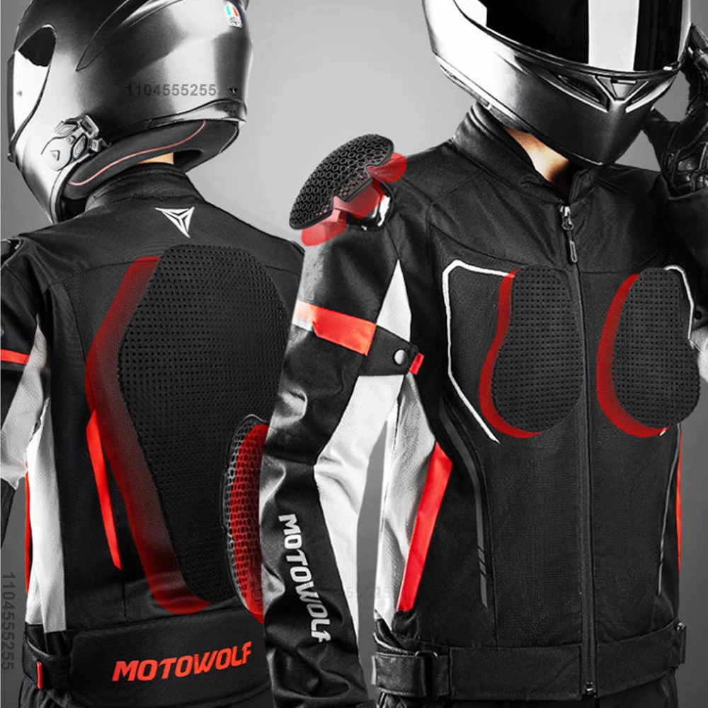 Motowolf Motorcycle Jacket Man Summer Breathable Racing Jacket Built in CE Certified Protection Wearable Anti Fall Moto Clothing