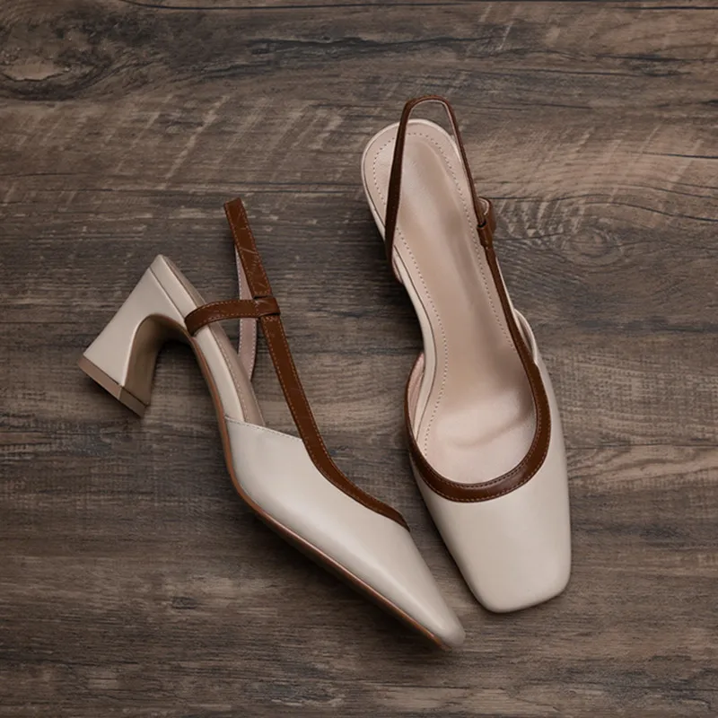 

Leather Slingbacks Women's Sandals Fashion Heels Formal Ladies Shoes Sexy Party Sandals Dress Wedding Party Shoes