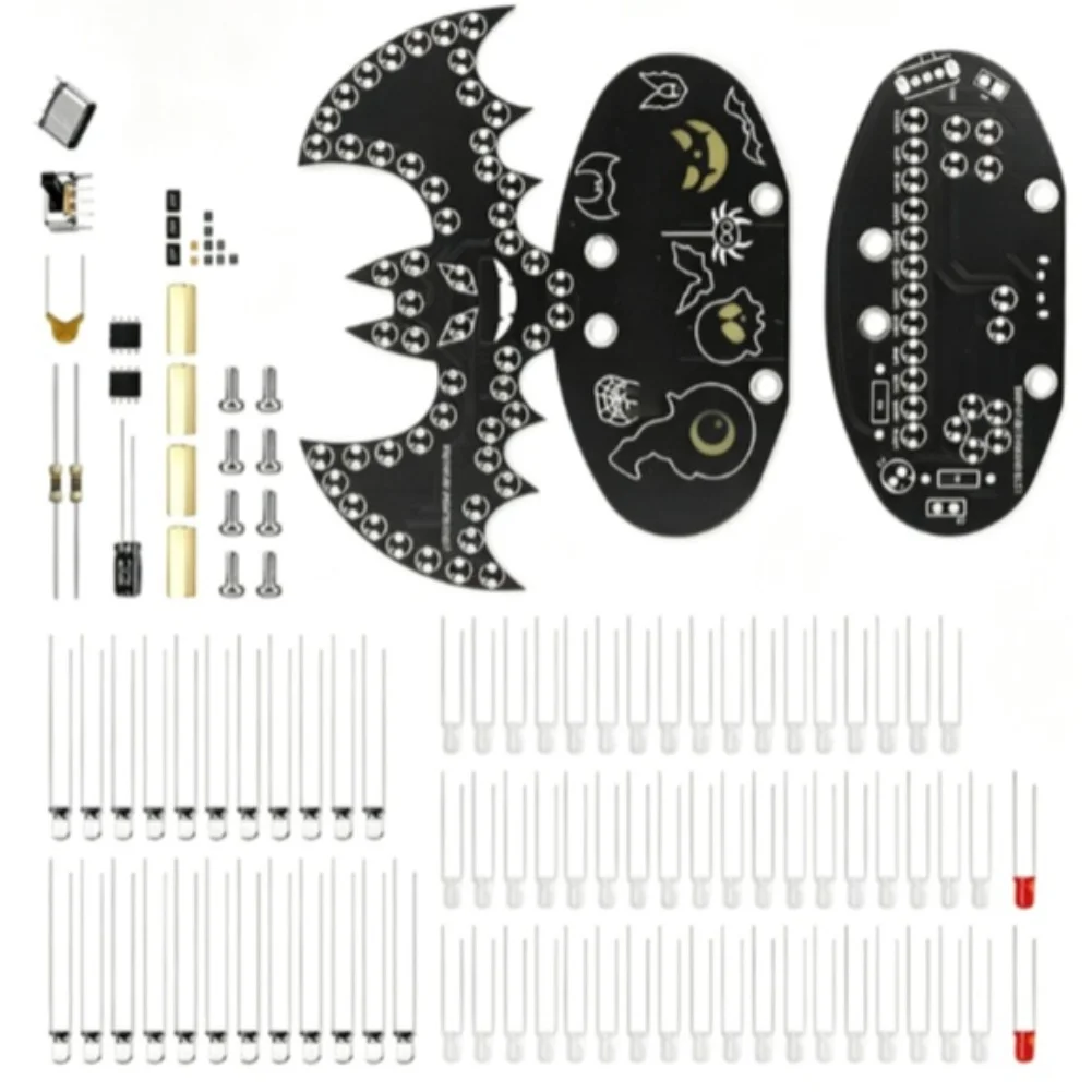 PCB Bat Shaped DIY Soldering Kit With 5 Lighting Modes For Halloween Party Decor And Bedroom Night Lamp