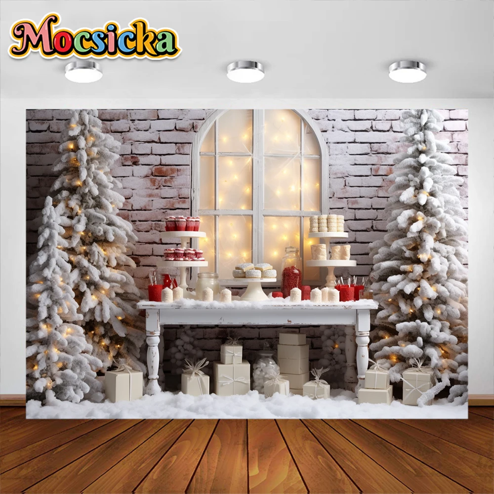 모시카 크리스마스 거실 배경, 어린이 성인 사진 소품, 아기 웨딩 하우스 성 배경 배너 소품