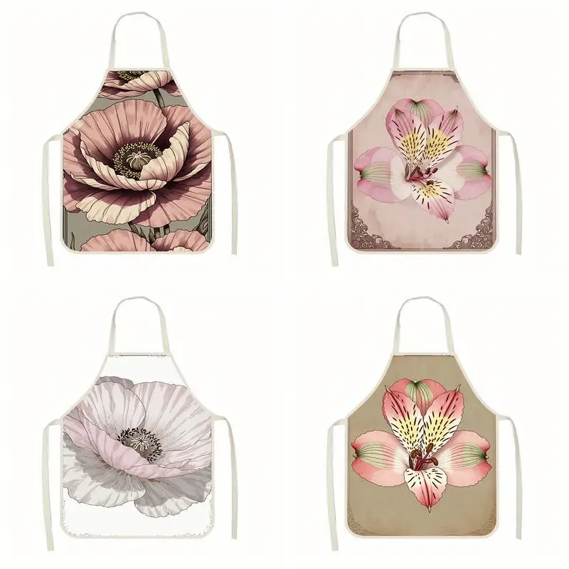 

Фартуки с цветочным узором, льняные фартуки, подходящие для приготовления пищи на кухне, общения родителей и детей, рисования и других мероприятий.