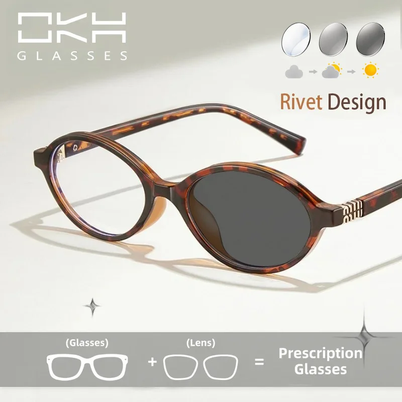 

OKH Classic Design Oval Women Reading Glasses Photochromic Glasses Myopia Prescription Eyewear Optical Lenses with Recipe Glasse