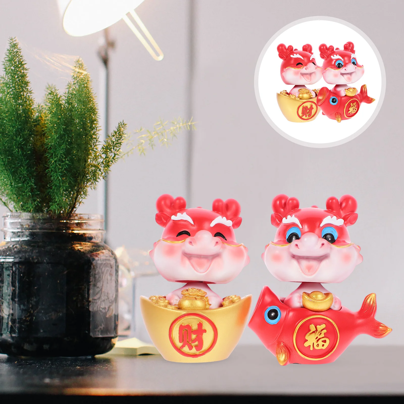 

2Pcs Dragon Resin Craft with Intricate Details for Desktop Office Bedroom Decoration Chinese Zodiac Year Gift