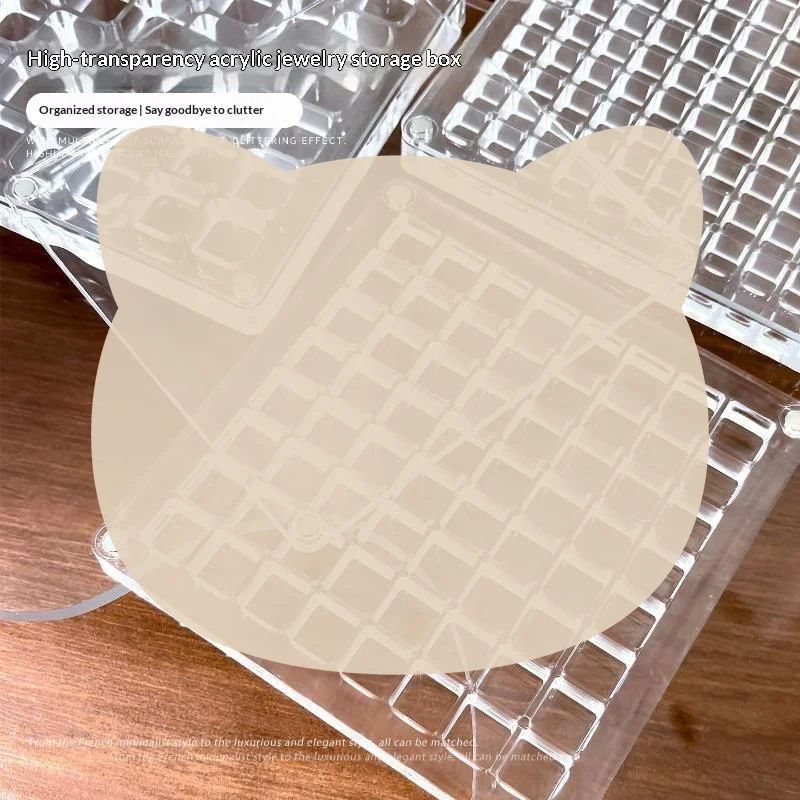 Independent Grids Gold Bean Storage Box 1Pcs Clear Acrylic Organizer 36/64/100 Grids for Separate Jewelry Coin Collection
