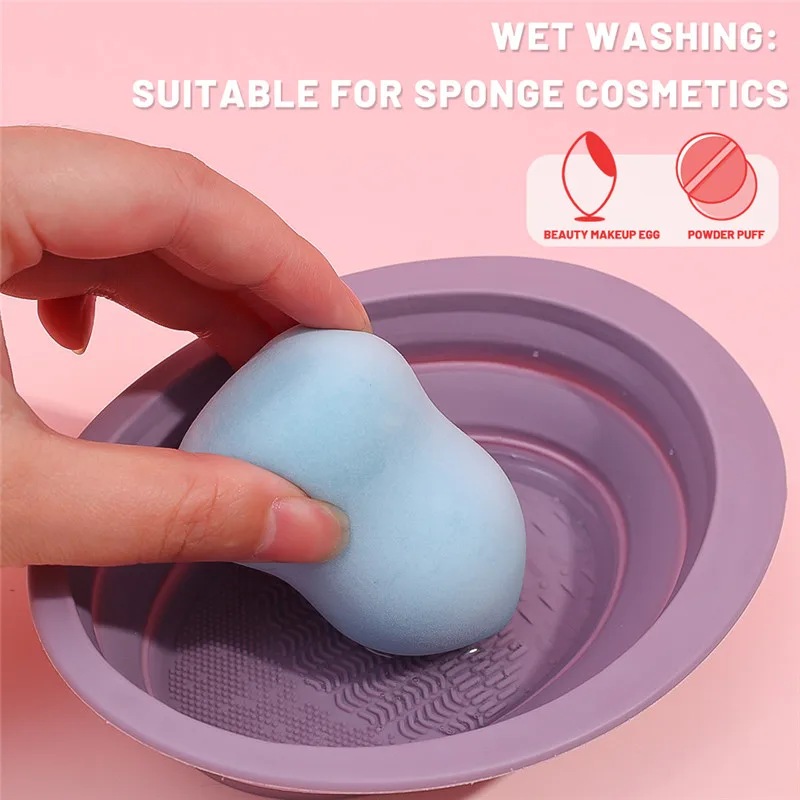 Silicone Folding Wash Bowl para Make Up, Escovas de lavagem, Gel Cleaner, Scrub, Suprimentos de beleza, Pincel de maquiagem, Ferramentas de limpeza