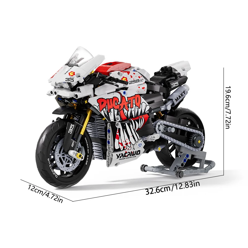 V4s Motorfiets Bouwstenenset, Super Racemodel met Display Stand, STEM Speelgoed voor Volwassenen & Kinderen, Cadeaus voor Jongens en Meisjes
