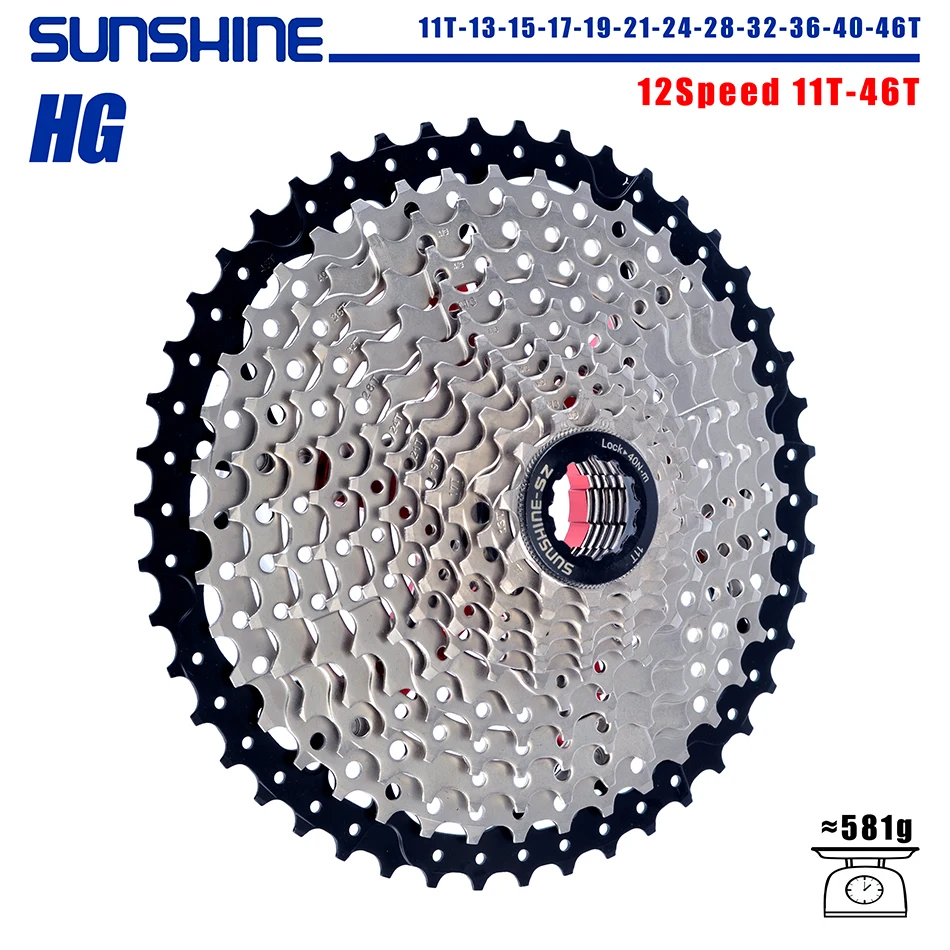 SUNSHINE Fahrradkassette 8/9/10/11/12 Geschwindigkeit MTB Kettenrad 11T-32T/36T/40T/42T/46T/50T/52T HG Struktur Freilauf für SHIMANO/SRAM