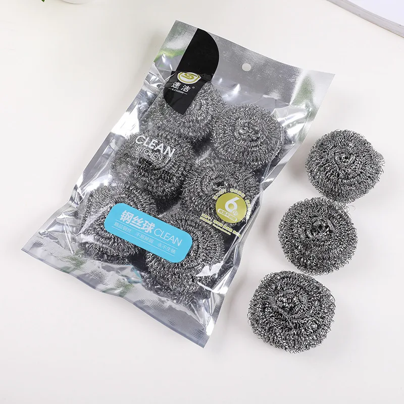 6 stainless steel dishwashing brushes with rust resistant cleaning balls, specifically designed for kitchen cleaning