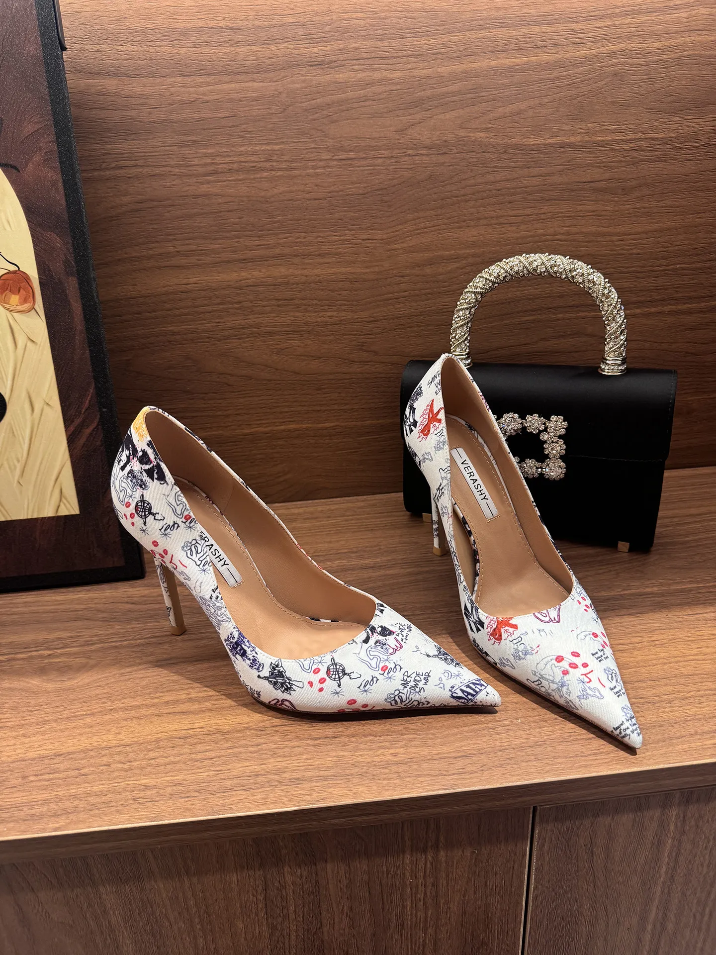 New women's white sole ink wash shallow mouth slim heel 12cm high heels fashionable and versatile commuting party single shoes - view 5