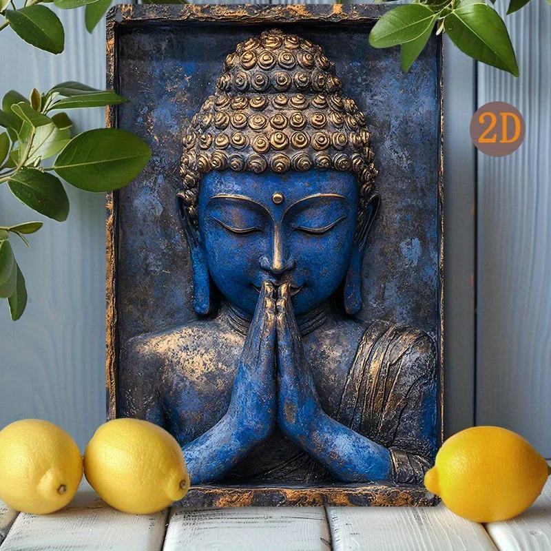 Vintage Buddha Prayer Hand Wall Art, Weather-Resistant Aluminum Decor for Home, Office, Religious Themed Gift, Buddha Home Decor