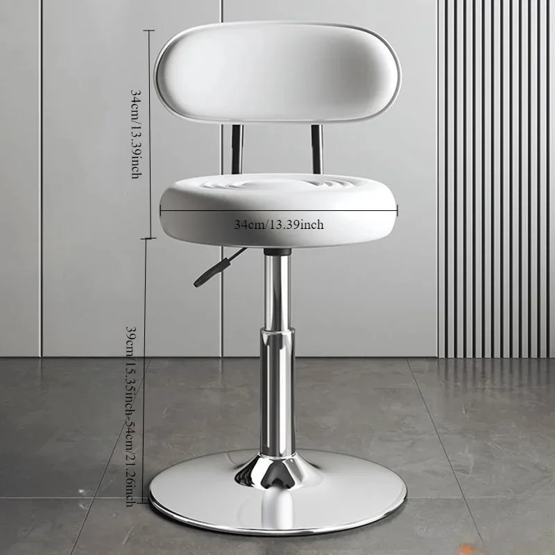 1pc 1pc Bar Leather Upholstered Lifting Swivel Chair Backrest, Round Stool, Beauty Stool, Bedroom Dressing Stool