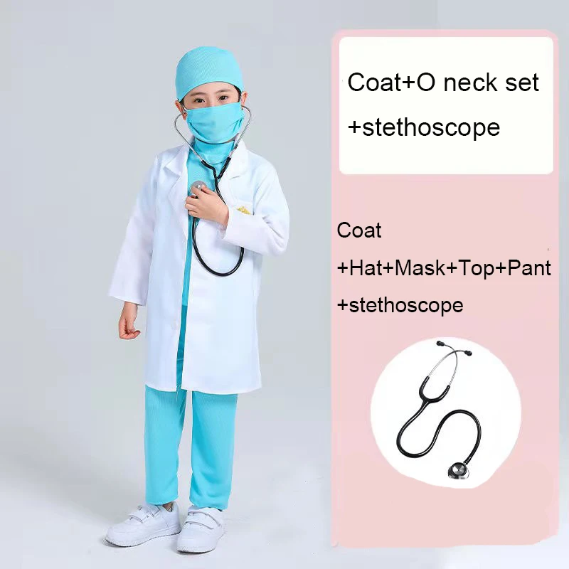 Kinder Chirurgische Uniform Kinder Doktor Nurse Arbeit Hemd Hosen Mantel Anzug Jungen Mädchen Halloween Phantasie Party Geburtstag Cosplay Kostüm