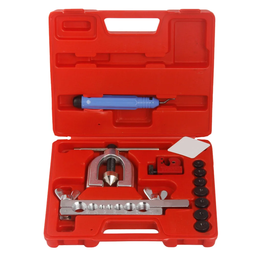 

Flaring Tool Set with Complete Pipe Cutter and 7 Double Flaring Molds Professional Flare Tool for Brake and Fuel Pipes