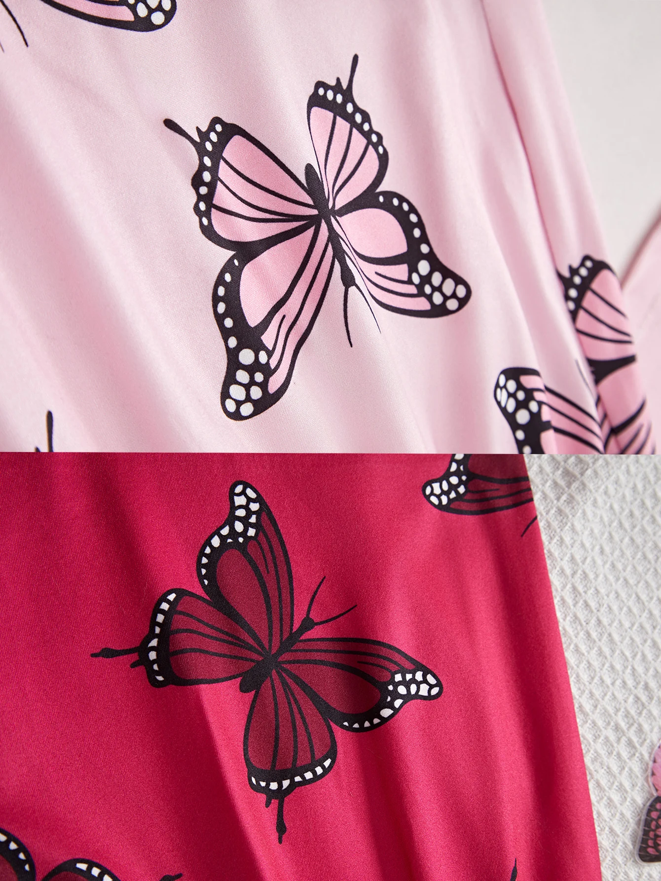 2 Set Women\'s new style pajama set Butterfly Halter top Pink shorts 4 piece casual loungewear