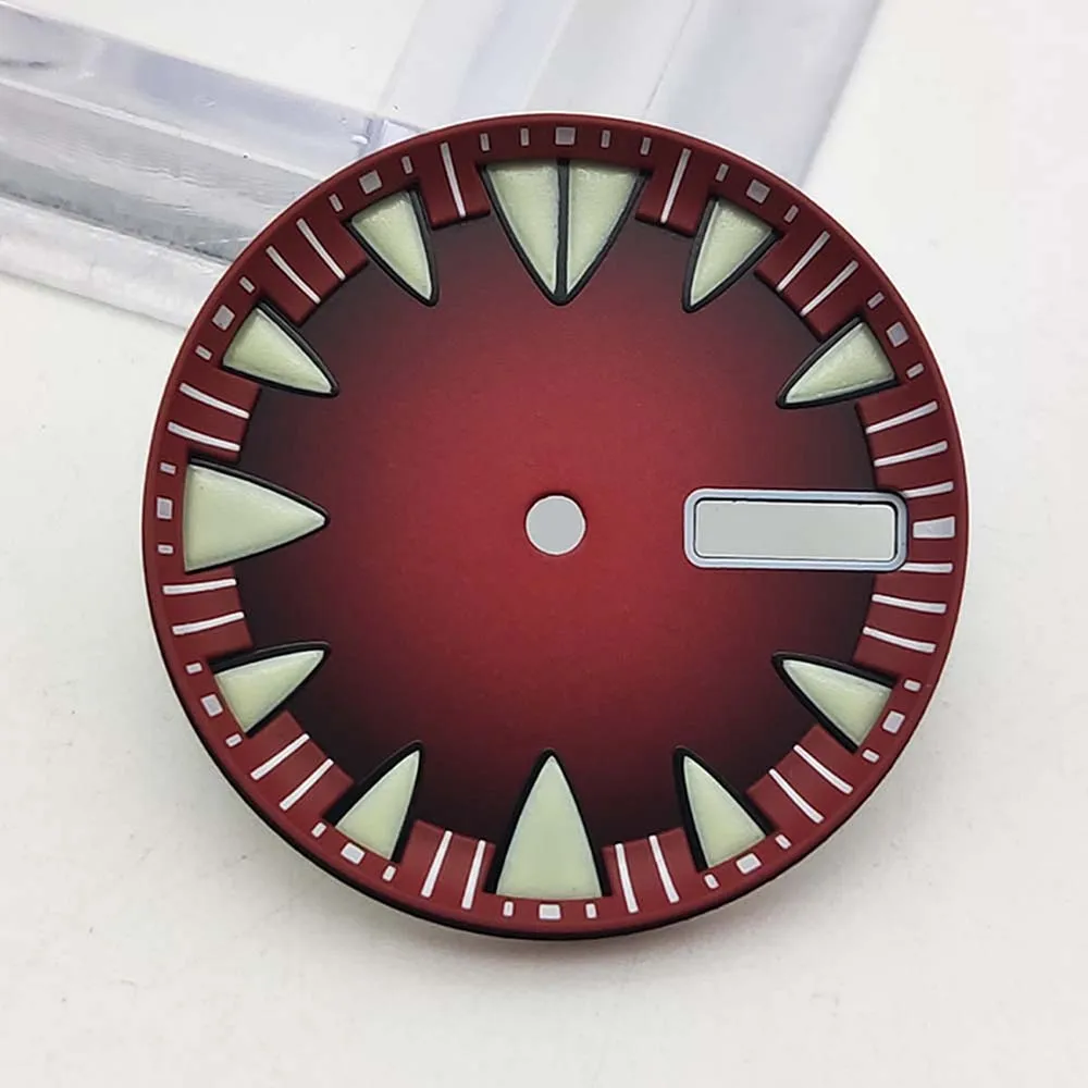 NH35 Dial 29mm Green Luminous Watch Faces for NH35 NH36 NH38 NH70 4R Movement Dual Calendar Internal Bezel Watch Dial Accessory