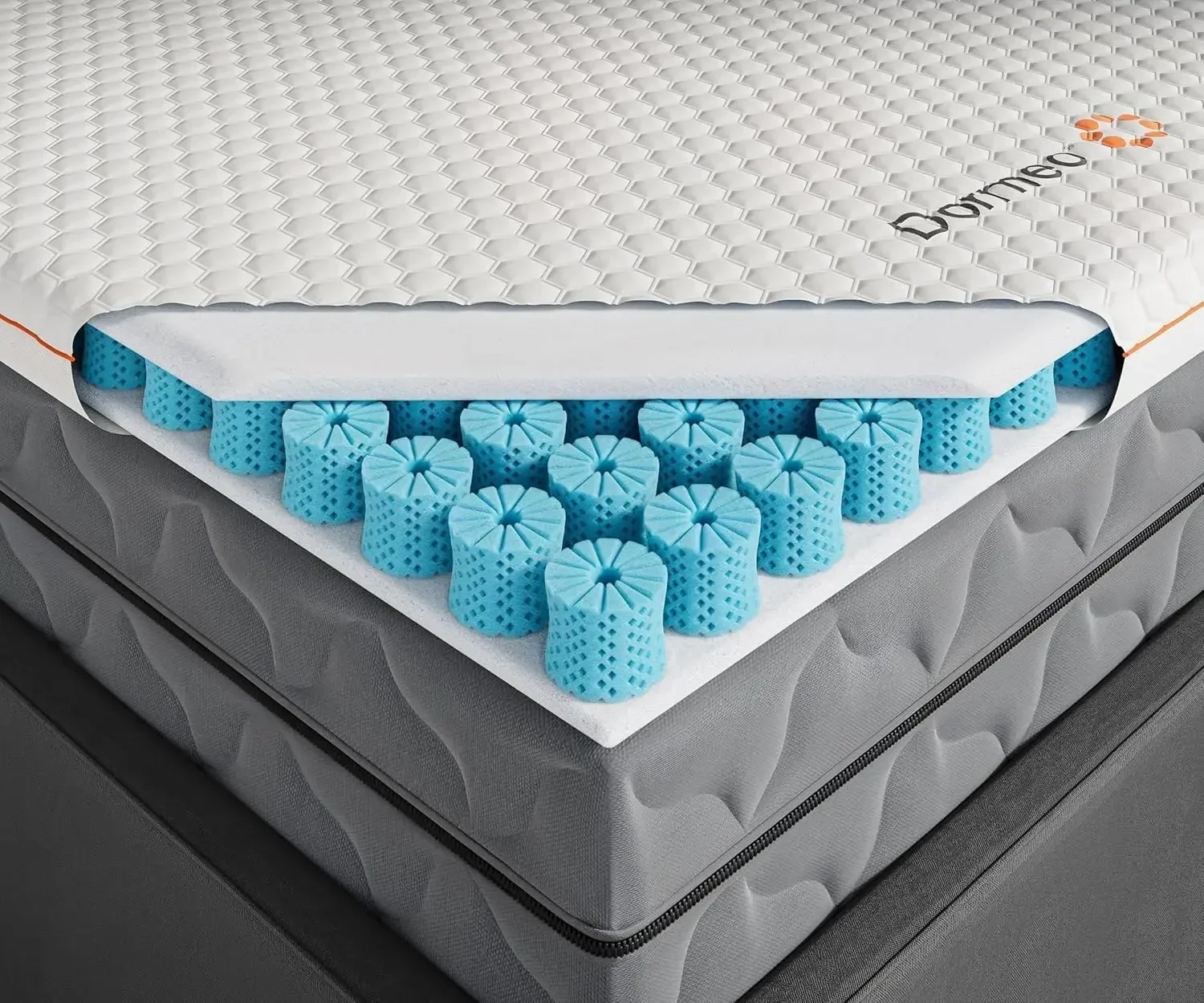 Dormeo King Cooling Mattress Topper with 3-Zone Octaspring for Back Support Anti-Slip Bottom