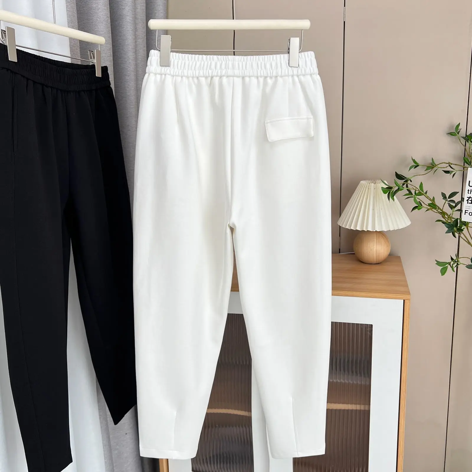 Pantalones bombachos de cintura alta para mujer, pantalón de pierna Irregular de 100KG, longitud hasta el tobillo, talla grande, primavera y otoño, 8296