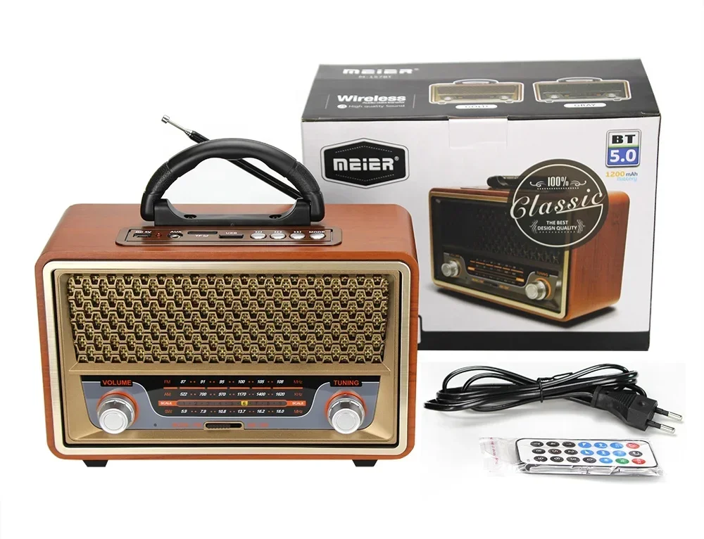 M-157BT FM SW 3 band cheap retro wooden desk recorder player gold usb rechargeable portable radio