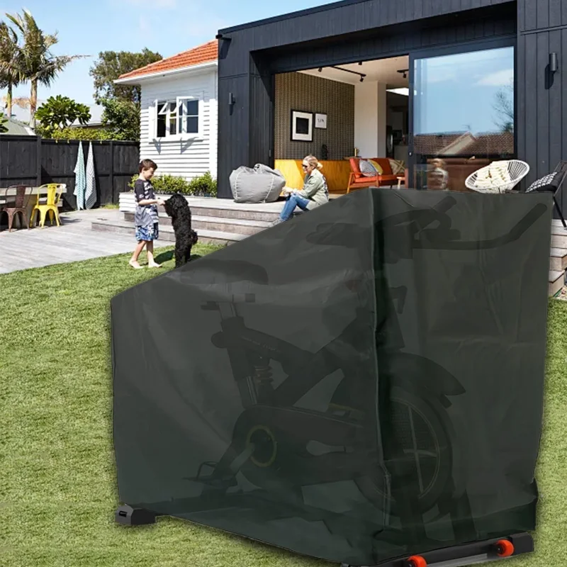Waterproof Black Fitness Bike Cover - Durable Upright Sports Equipment Protection Cover image 4