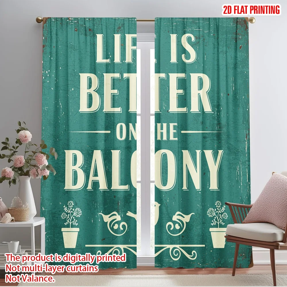 

2pcs 2D flat printing Window Curtains Life Balcony Bird Plants Polyester Without Electricity Family Party Perfect for Home &