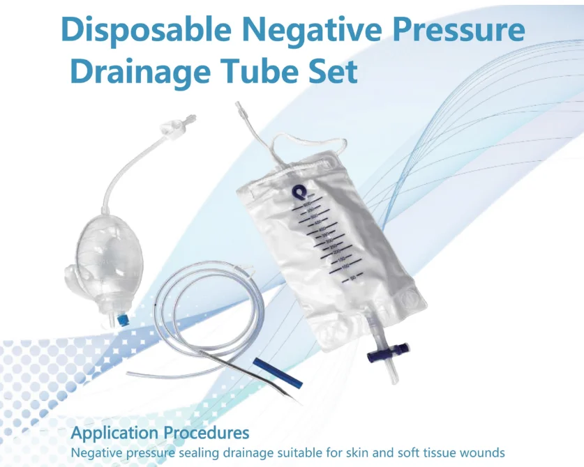 for and Soft Tissue Wounds Instruments Disposable Manual Plastic Negative Pressure Drainage Tube Set