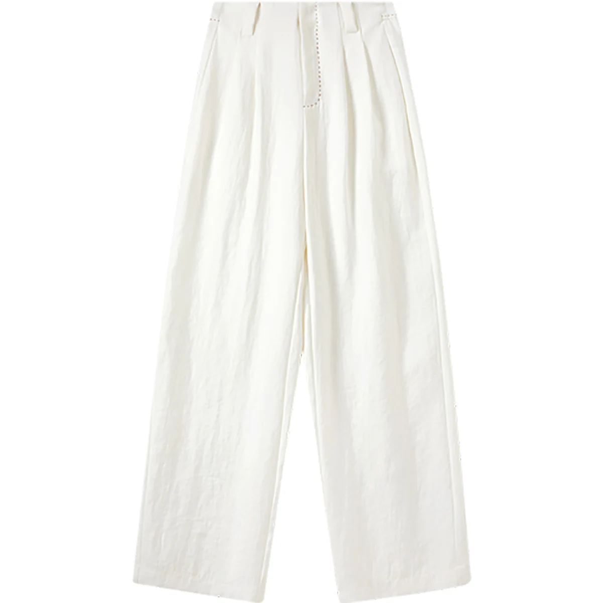 SENTUBILA Summer Long Baggy Pant 2025 Women's White Wide-leg Commuter Pants High-Waisted Loose Fit Trouser Clothing 152K80129