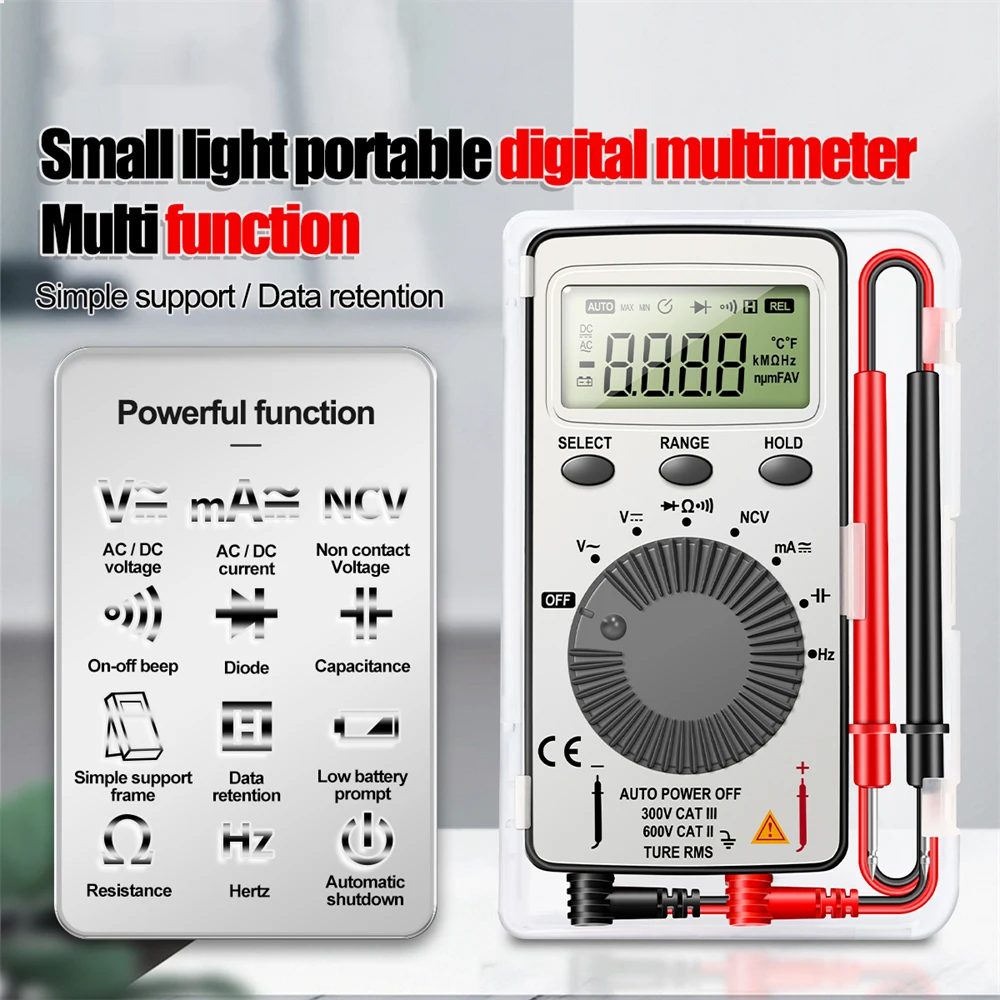 ANENG Mini Portable Digital Multimeter TRMS Auto-Ranging Rechargeable Anti-Burning Volt Amp Ohm Electrician Circuit Tester