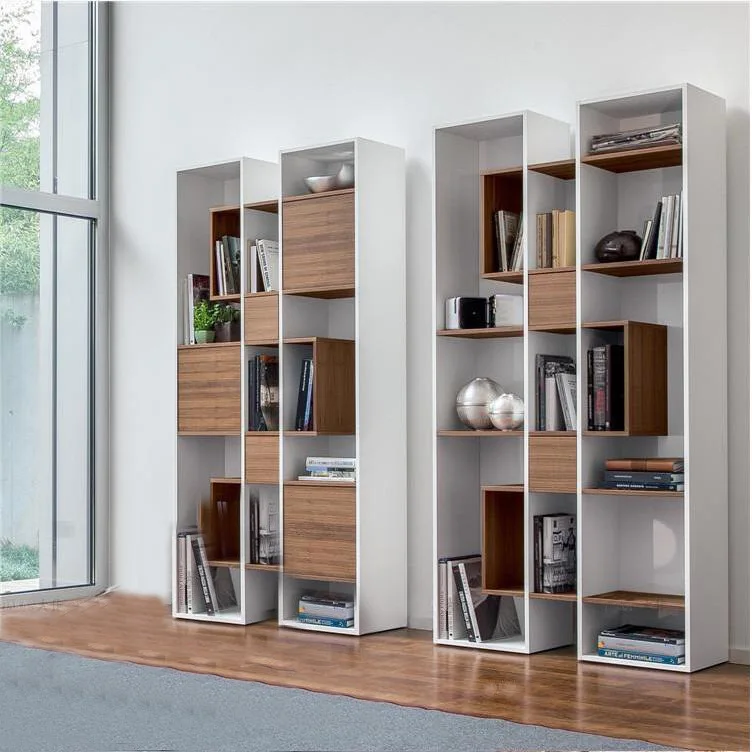 رف كتب مطلي باللون الأبيض، خزانة كتب حديثة وبسيطة، رف من خشب الجوز الشمالي #2