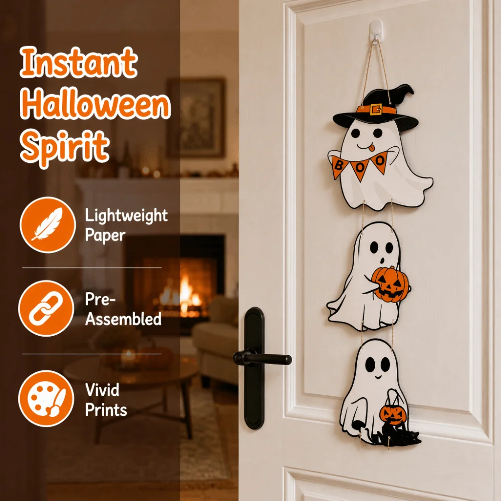 Festival Cute Halloween Door Hanging Spooky Diy Pumpkin Ghost Ornament Convenient Multifunctional Wall Pendant Party