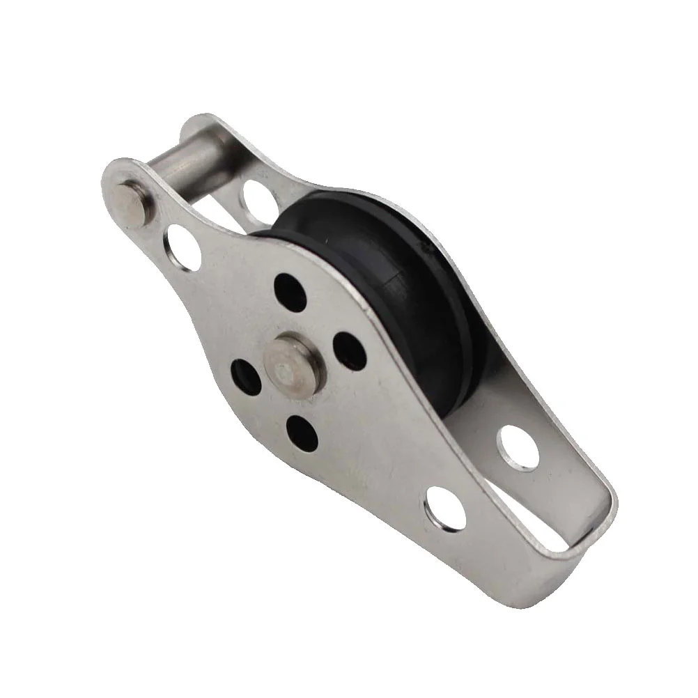 Stainless Steel Boat Pulley Tackle Puller Lift Tools Nylon Rope Single Pulley Nylon Rope Pulley