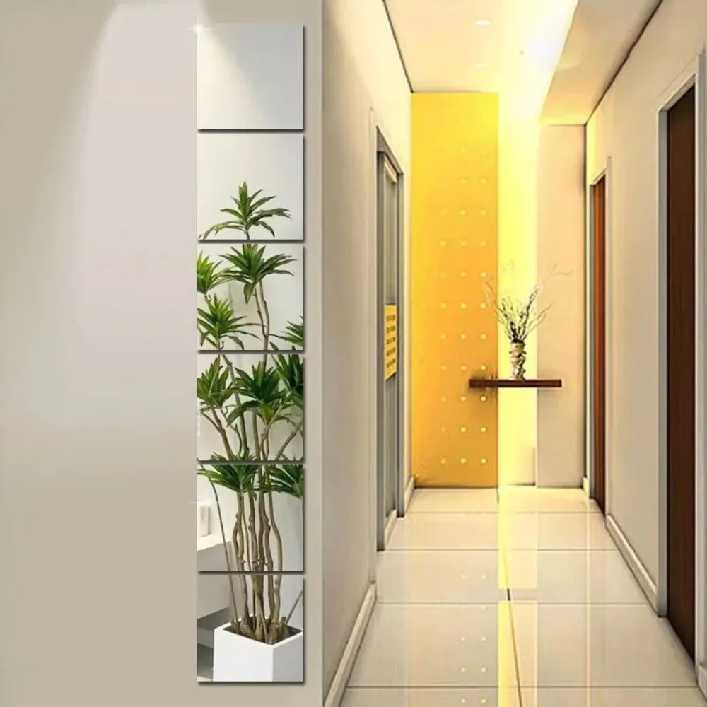 New Self-Adhesive Mirror Wall Stickers 1.6mm Thick 20/30/40cm Acrylic Mirror Sheet DIY Flexible Makeup Mirror Bathroom
