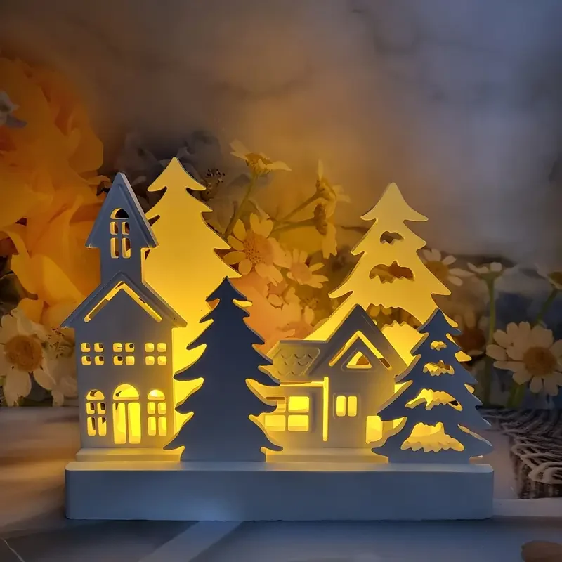 

DIY Christmas Tree House Candle Holder Silicone Mold Set for Craft Making-Christmas Ornaments Cement Plaster Casting Decoration