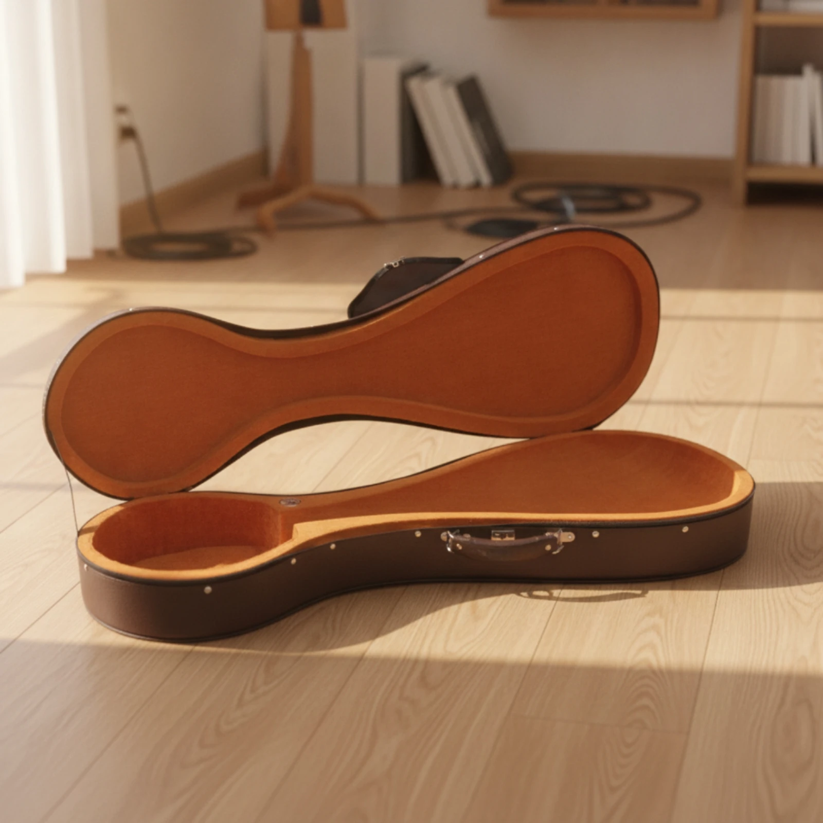 Hard-shell Pipa Case with Plush-lined Interior and Carrying Handle for Adult Standard Size Instrument