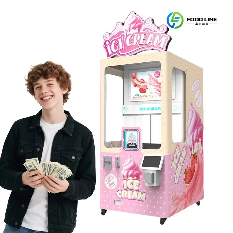 FL Customized OEM Unmanned 24 Hours Self Service Soft Ice Cream Vending Machine Robot Ice Vending Machine for Sale