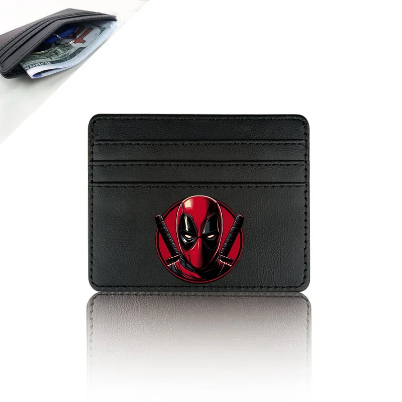 Desenho animado Dead-pool PU Leather ID Card Holder para Homens e Mulheres, Caixa De Cartões De Crédito, Carteira, Pacote De Cartões De Dinheiro, Titular Do Cartão De Ônibus, Cartão De Visita