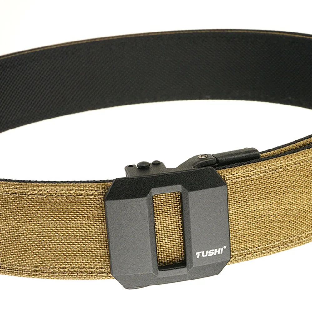 TUSHI Hard Tactical Gun Belt for Men 140cm Metal Automatic Buckle Thick Nylon Police Military Belt Casual Belt IPSC Girdle Male