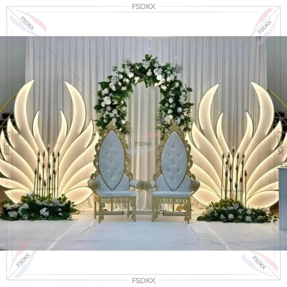 

FSDKX Lights Metal Backdrop Event Decoration Plastic Stage Backdrop for Birthday Party