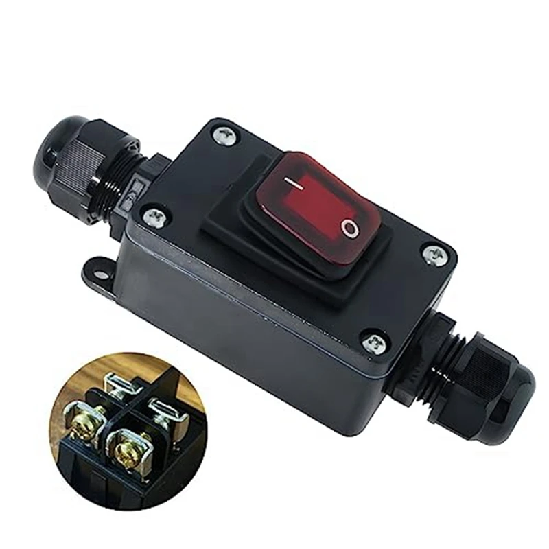 Machine Switch AC220V 30A Machine Lid Switch Push Button Switch For Outdoor Use On Both Sides Input And Output