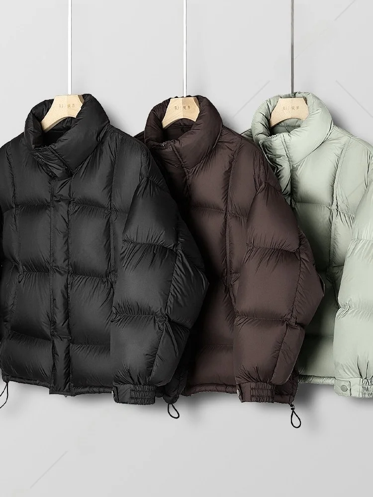 

Puffer Sle Du down Jaet Stand Collar Loose Fit Thi Warm Bread Sle Men's Winter Coat 90% White Du Feather Jaet