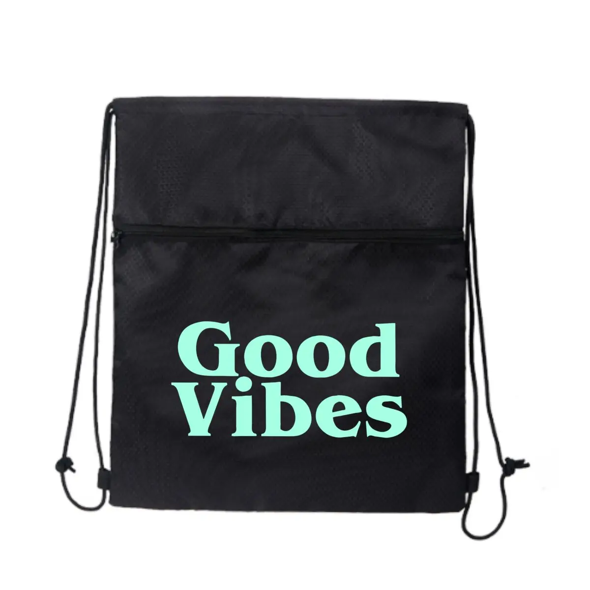 

Good Vibes Text Art Стильная сумка на молнии на шнурке для спортзала: спортивный дизайн для любителей фитнеса