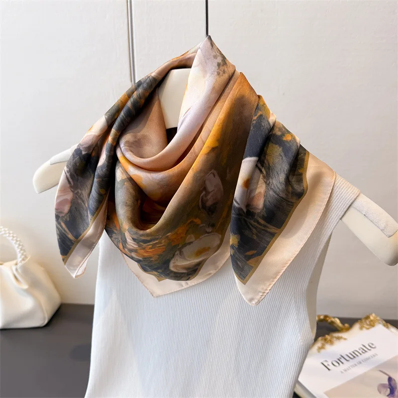 70x70cm Head Wrap Imitation Silk Small Square Scarf Summer Sun Protection Luxury Design Neckerchief Bandana Hair Wrap Headband