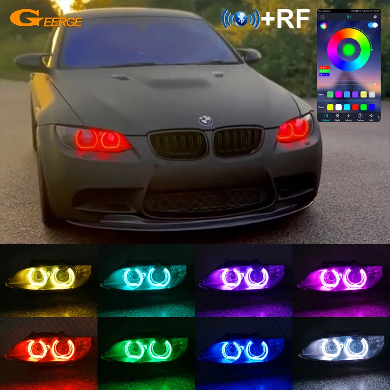 For BMW 3 Series E90 E91 E92 E93 M3 Coupe Cabriolet RF Remote Bluetooth APP DTM Style Multi Color RGB LED Angel Eyes Halo Rings