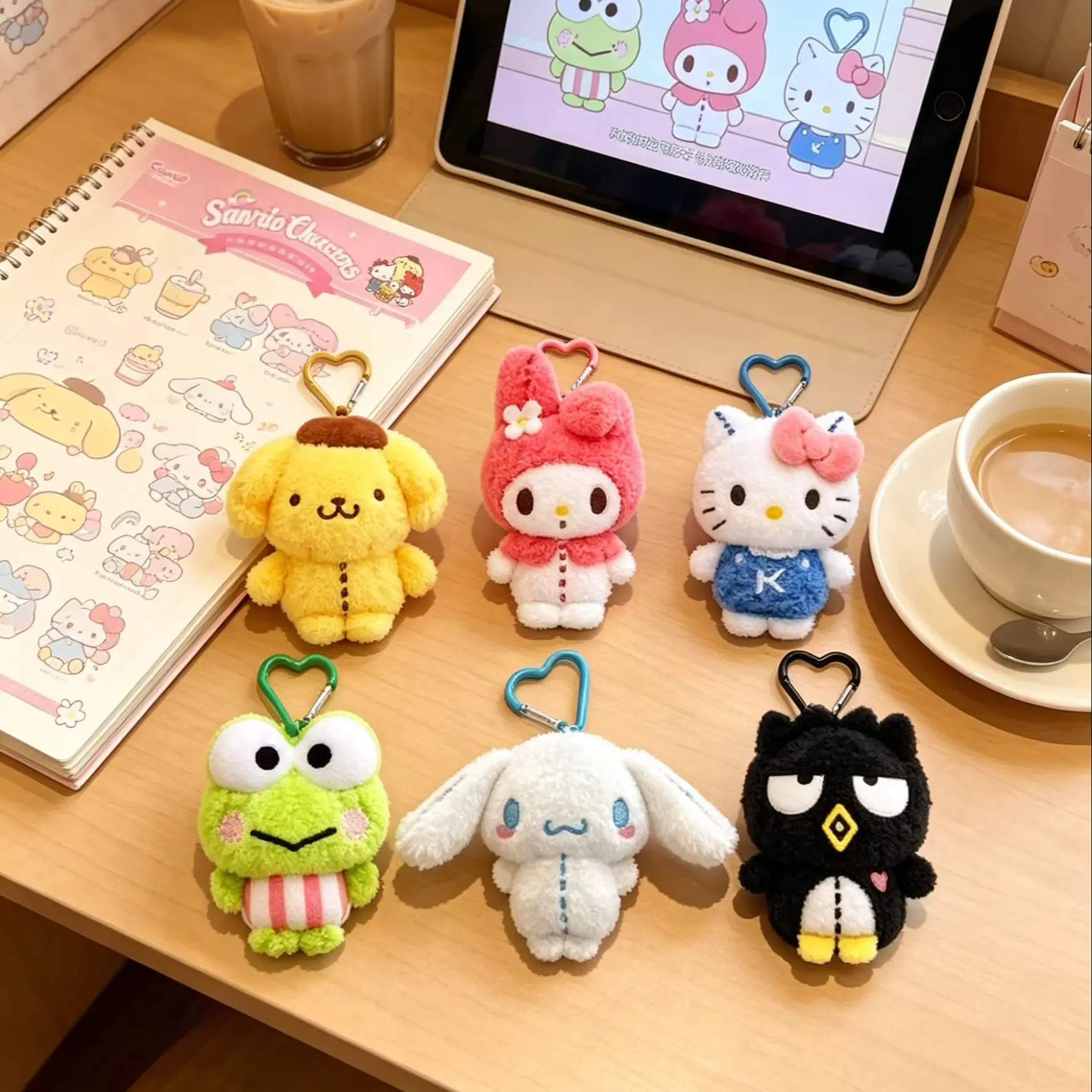 Genuine Sanrio Characters Line Series Plush Keychain, Cute Cartoon Bag Pendant, Authentic Sanrio Charm Gift