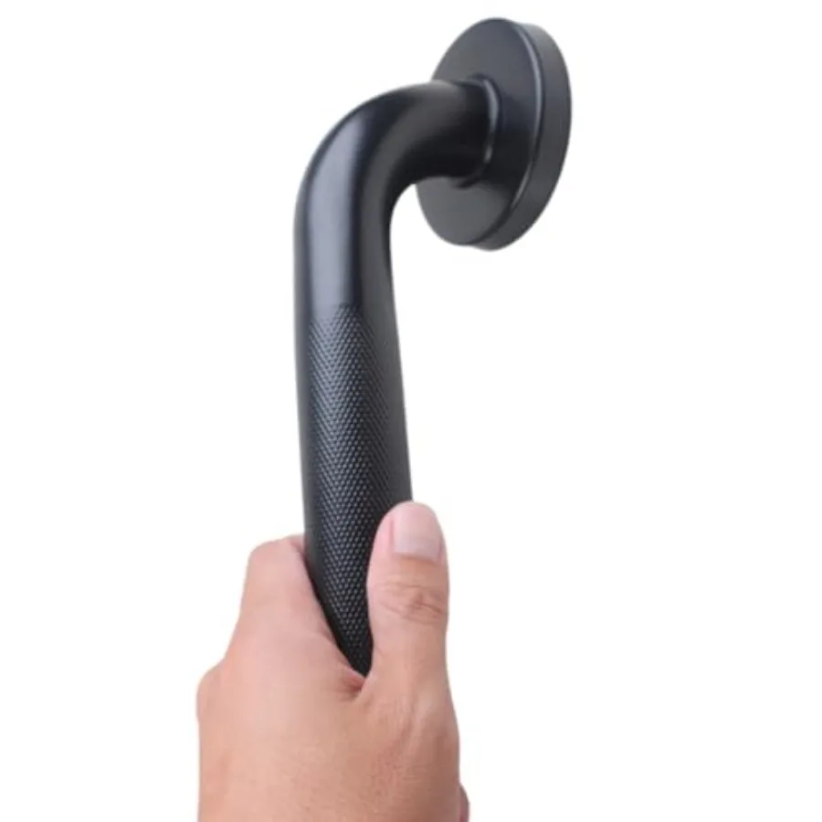 

12-inch Knurled Bathtubs Shower Grab Bar 1.25-Inch Diameter Elderly Bathroom Safety Hand Rail Matte Black Finish Anti-Slip Desi
