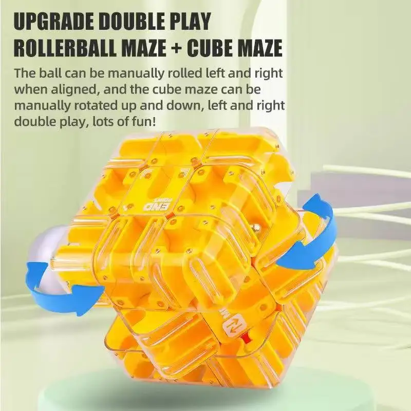 大型3D迷路パズルキューブ、ボールトラック付き、耐久性のあるクリアデザイン、脳トレゲーム、旅行に便利、ストレス解消おもちゃ、ギフト