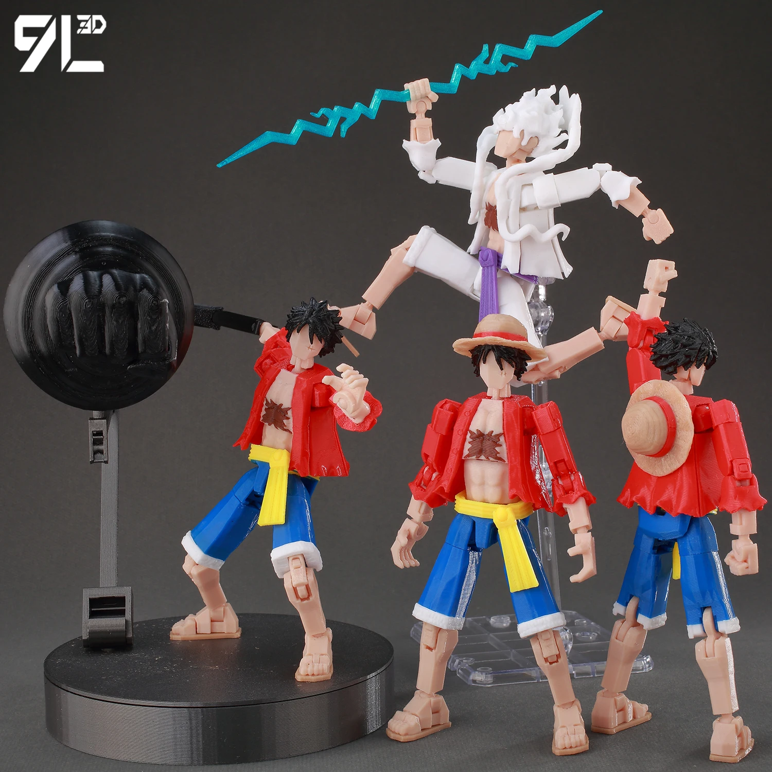 9L 3Dプリント ワンピース ギア5 ルフィ ラバーハンドフィギュア