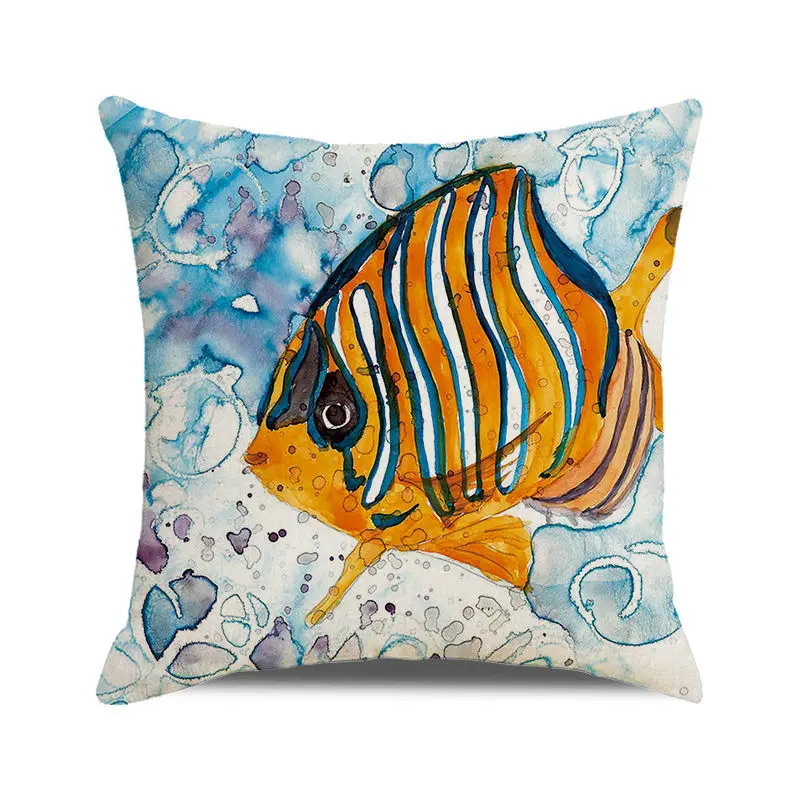 Home Decor Underwater World Sea Creatures Mysteries Pattern Cushion Cover Suitable For Sofa Bedroom Car Pillow Cover