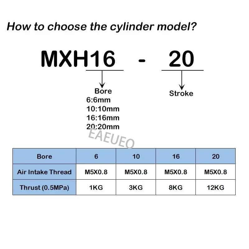 MXH HLH MXH6 MXH10 MXH16 MXH20 Precision Pneumatic Cylinder Linear Side Rail Guide Rod