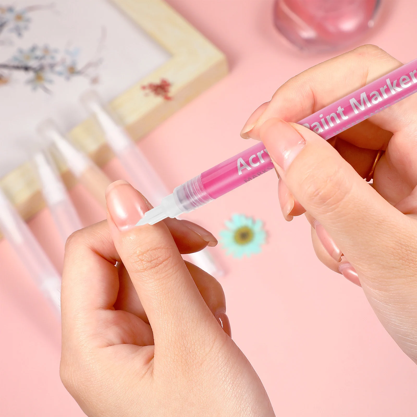 

10 Pcs Acrylic Paint Pens Metallic Fine Tip Silver Gold Colorful Markers for Nail Art Painting Crafts Art Supplies