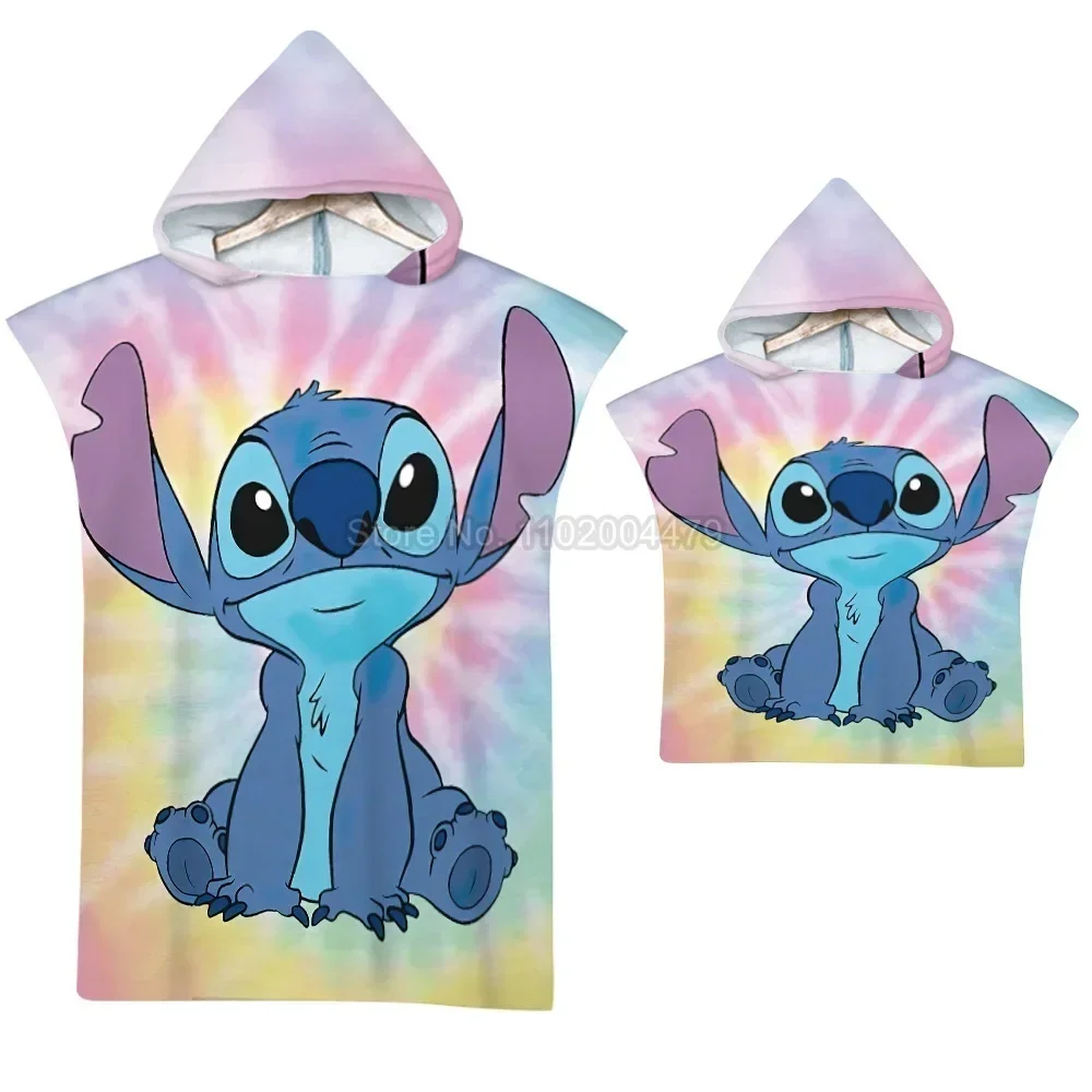 Baby Stitch Bath Towel Children Hooded Cape Cloak Boy Girl Cartoon Swimming Beach Towel Toddler Robe Decor